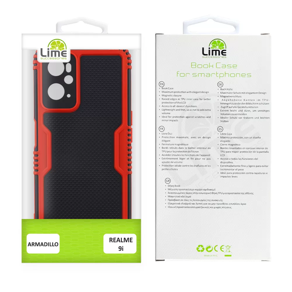 LIME ARMADILLO ΘΗΚΗ REALME 9i 6.6in  FULL CAMERA PROTECTION RED - Image 2