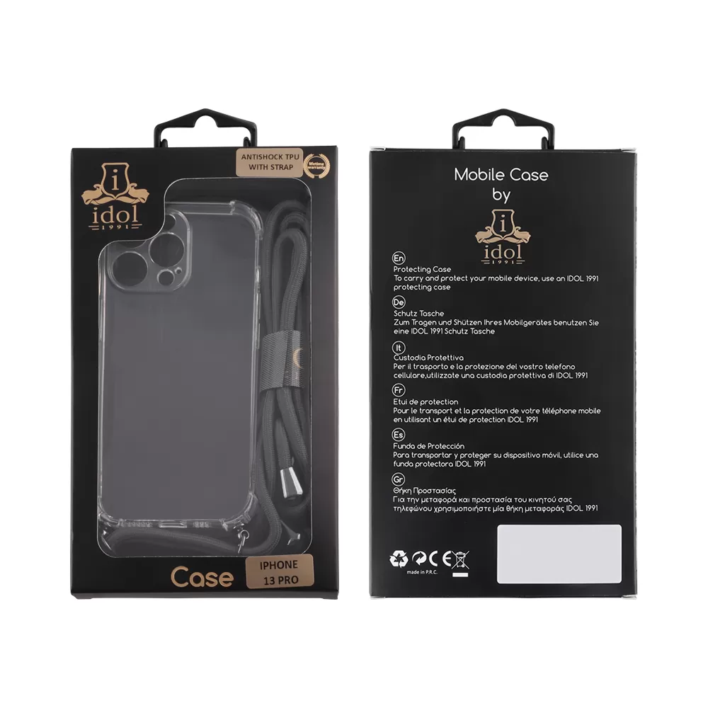 IDOL 1991 ANTISHOCK AIR TPU ΘΗΚΗ IPHONE 13 PRO 6.1in  WITH STRAP FULL CAMERA PROTECTION ΔΙΑΦΑΝΗ - Image 2