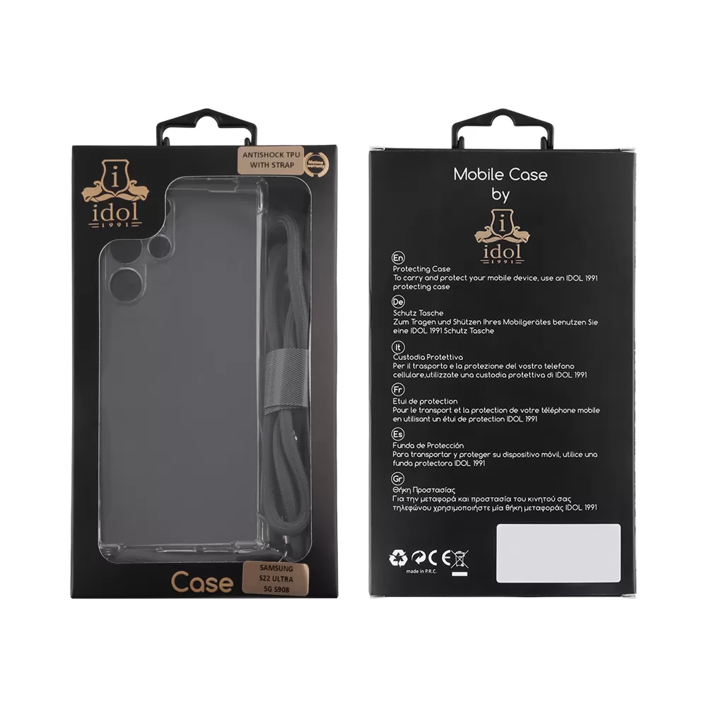 IDOL 1991 ANTISHOCK AIR TPU ΘΗΚΗ SAMSUNG S22 ULTRA 5G S908 6.8in  WITH STRAP FULL CAMERA PROTECTION ΔΙΑΦΑΝΗ - Image 2