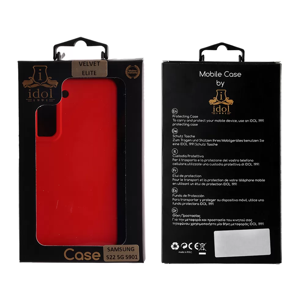 IDOL 1991 VELVET ELITE TPU ΘΗΚΗ SAMSUNG S22 5G S901 6.1in  4 SIDE CAMERA GUARD RED - Image 2
