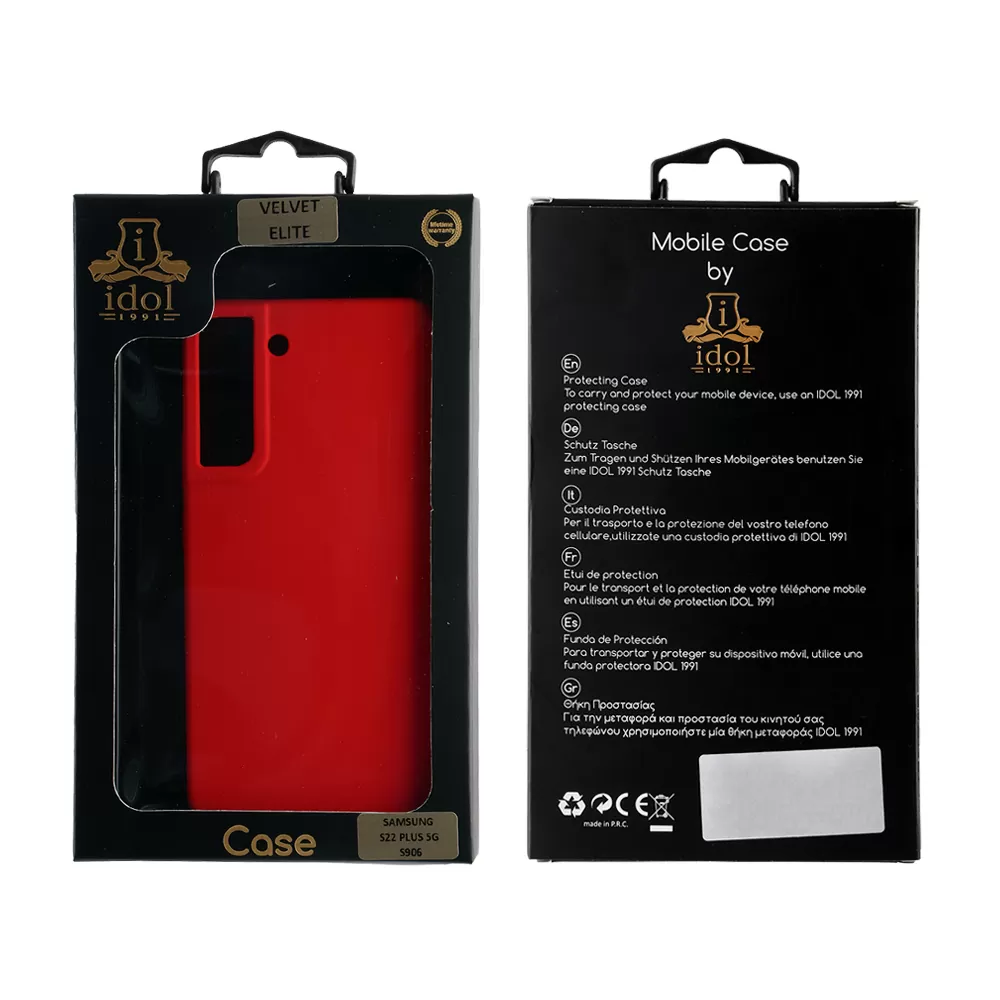 IDOL 1991 VELVET ELITE TPU ΘΗΚΗ SAMSUNG S22 PLUS 5G S906 6.6in  4 SIDE CAMERA GUARD RED - Image 2