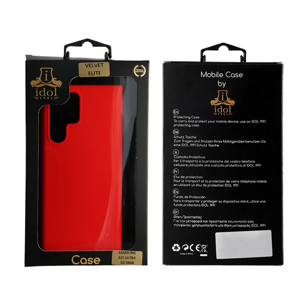 IDOL 1991 VELVET ELITE TPU ΘΗΚΗ SAMSUNG S22 ULTRA 5G S908 6.8in  4 SIDE CAMERA GUARD RED - Image 2