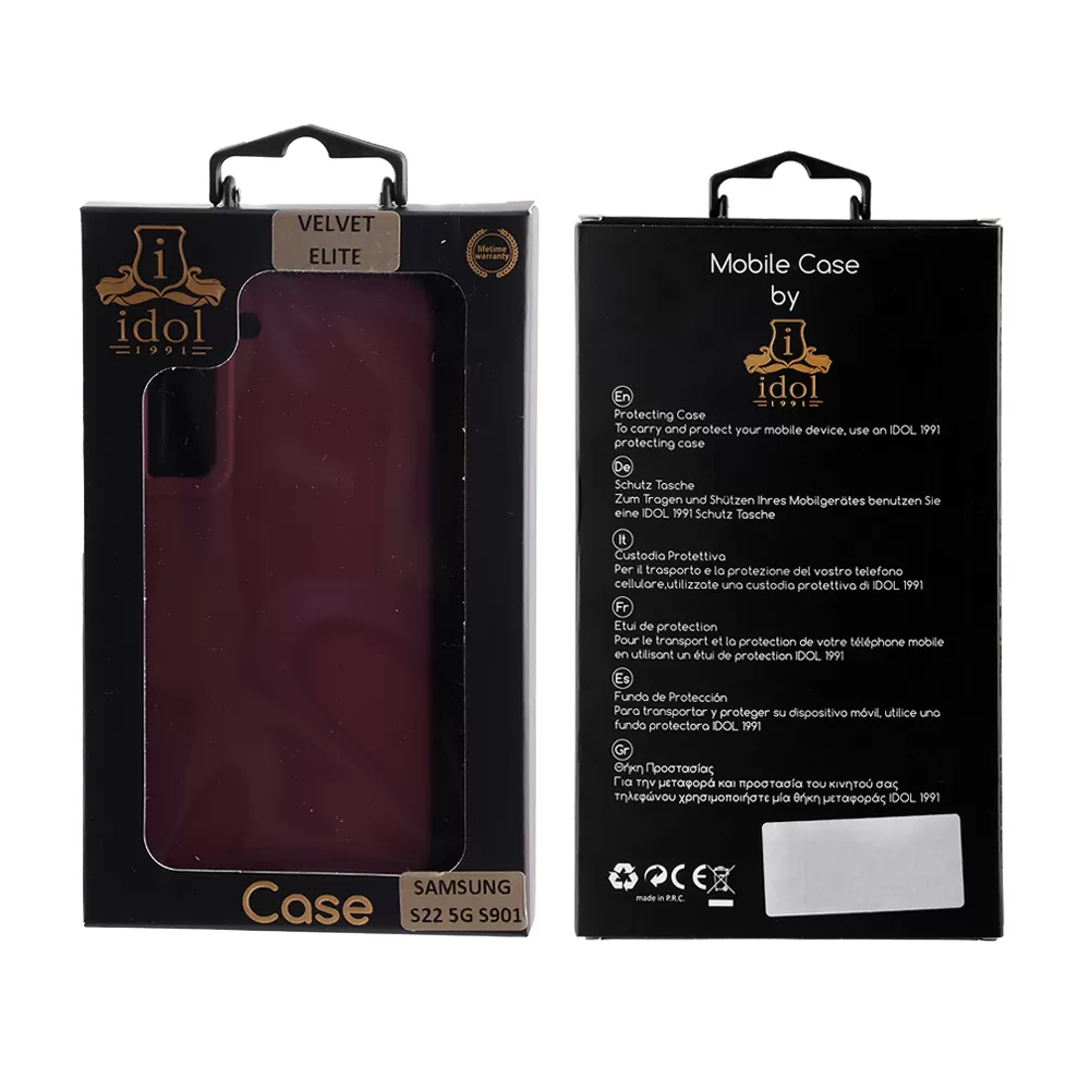IDOL 1991 VELVET ELITE TPU ΘΗΚΗ SAMSUNG S22 5G S901 6.1in  4 SIDE CAMERA GUARD BURGUNDY - Image 2