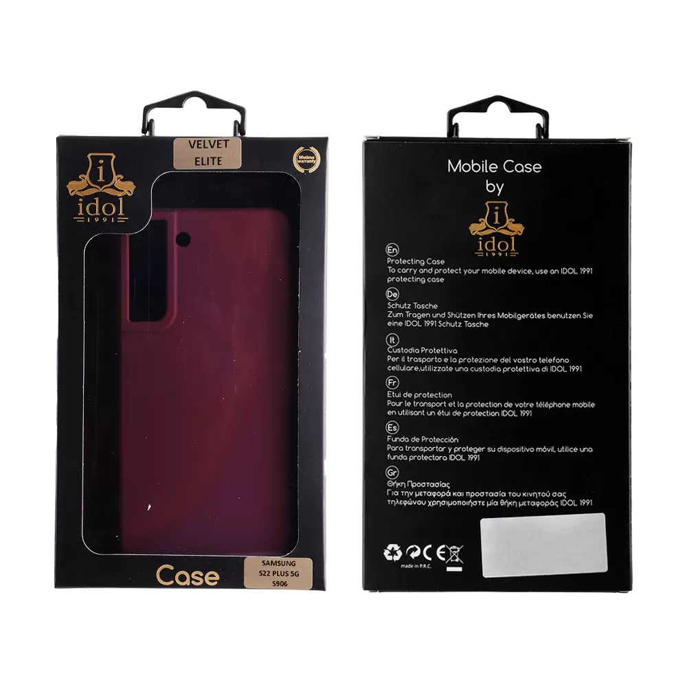 IDOL 1991 VELVET ELITE TPU ΘΗΚΗ SAMSUNG S22 PLUS 5G S906 6.6in  4 SIDE CAMERA GUARD BURGUNDY - Image 2
