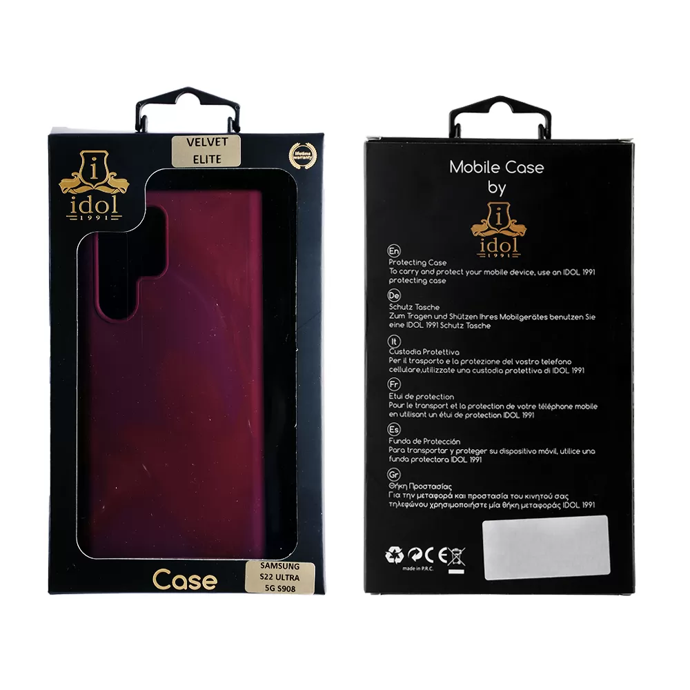 IDOL 1991 VELVET ELITE TPU ΘΗΚΗ SAMSUNG S22 ULTRA 5G S908 6.8in  4 SIDE CAMERA GUARD BURGUNDY - Image 2