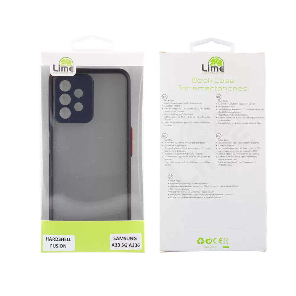 LIME HARDSHELL FUSION ΘΗΚΗ SAMSUNG A33 5G A336 6.4in  FULL CAMERA PROTECTION BLACK WITH RED KEYS - Image 2