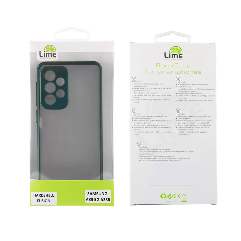LIME HARDSHELL FUSION ΘΗΚΗ SAMSUNG A33 5G A336 6.4in  FULL CAMERA PROTECTION GREEN WITH YELLOW KEYS - Image 2