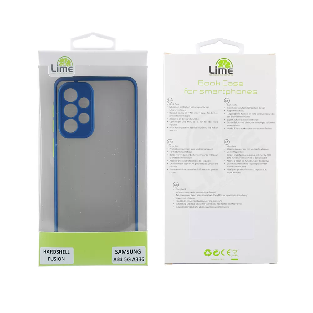 LIME HARDSHELL FUSION ΘΗΚΗ SAMSUNG A33 5G A336 6.4in  FULL CAMERA PROTECTION BLUE WITH YELLOW KEYS - Image 2