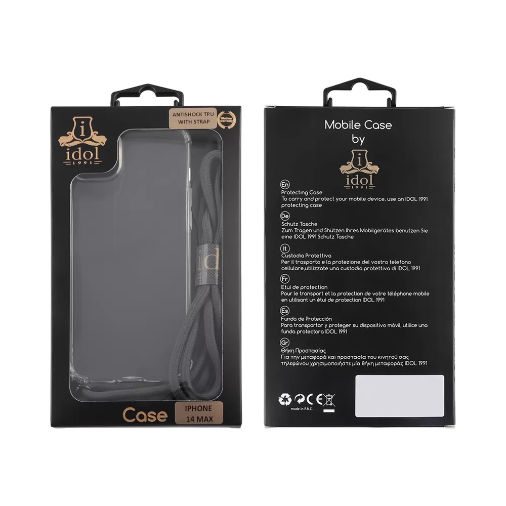 IDOL 1991 ANTISHOCK AIR TPU ΘΗΚΗ IPHONE 14 PLUS 6.7in  WITH STRAP CAMERA GUARD ΔΙΑΦΑΝΗ - Image 2