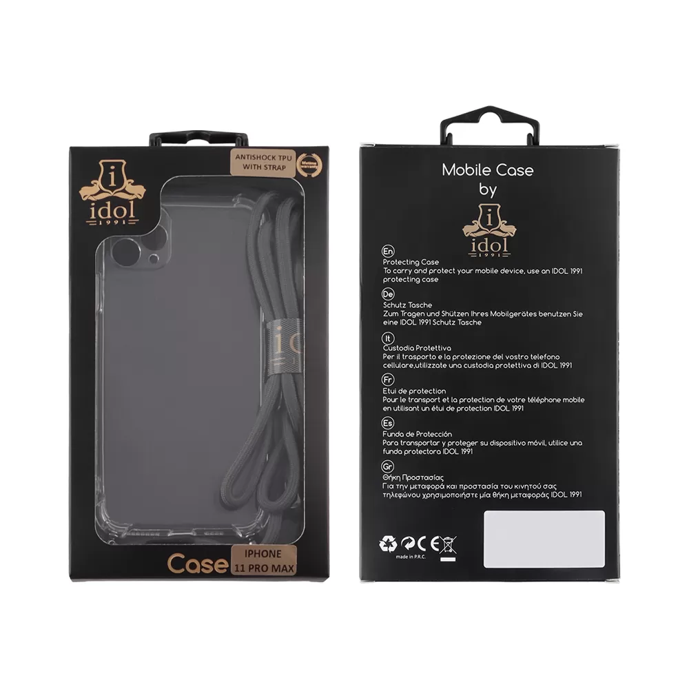 IDOL 1991 ANTISHOCK AIR TPU ΘΗΚΗ IPHONE 11 PRO MAX 6.5in  WITH STRAP FULL CAMERA PROTECTION ΔΙΑΦΑΝΗ - Image 2