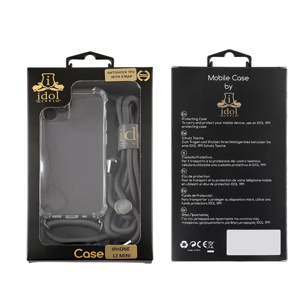 IDOL 1991 ANTISHOCK AIR TPU ΘΗΚΗ IPHONE 12 MINI 5.4in WITH STRAP FULL CAMERA PROTECTION ΔΙΑΦΑΝΗ - Image 2
