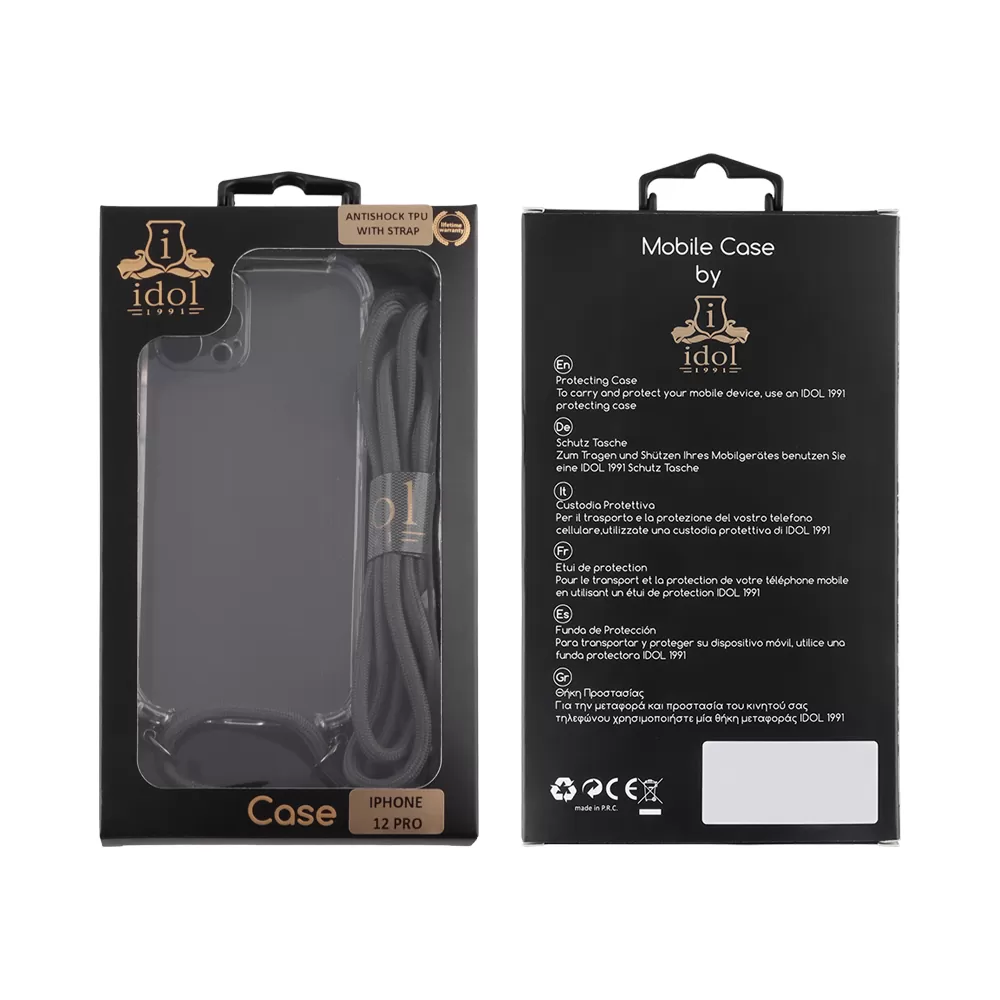 IDOL 1991 ANTISHOCK AIR TPU ΘΗΚΗ IPHONE 12 PRO 6.1in  WITH STRAP FULL CAMERA PROTECTION ΔΙΑΦΑΝΗ - Image 2
