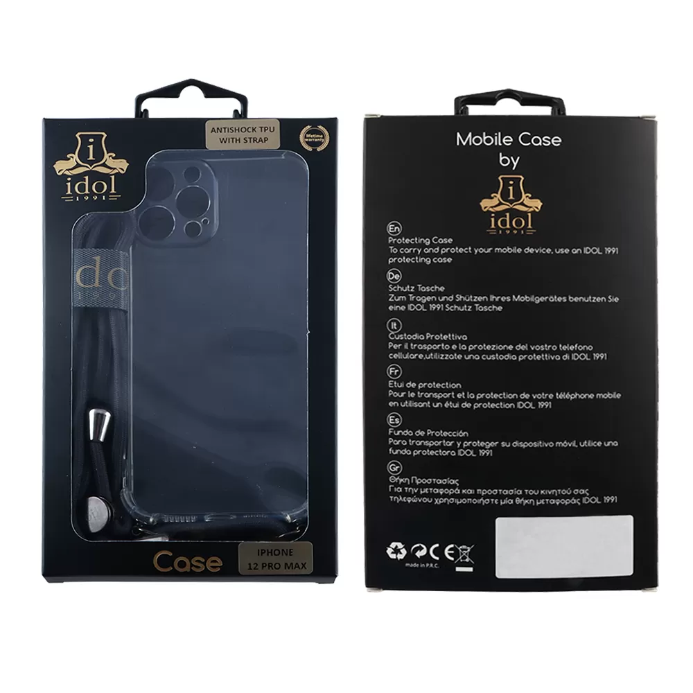 IDOL 1991 ANTISHOCK AIR TPU ΘΗΚΗ IPHONE 12 PRO MAX 6.7in  WITH STRAP FULL CAMERA PROTECTION ΔΙΑΦΑΝΗ - Image 2