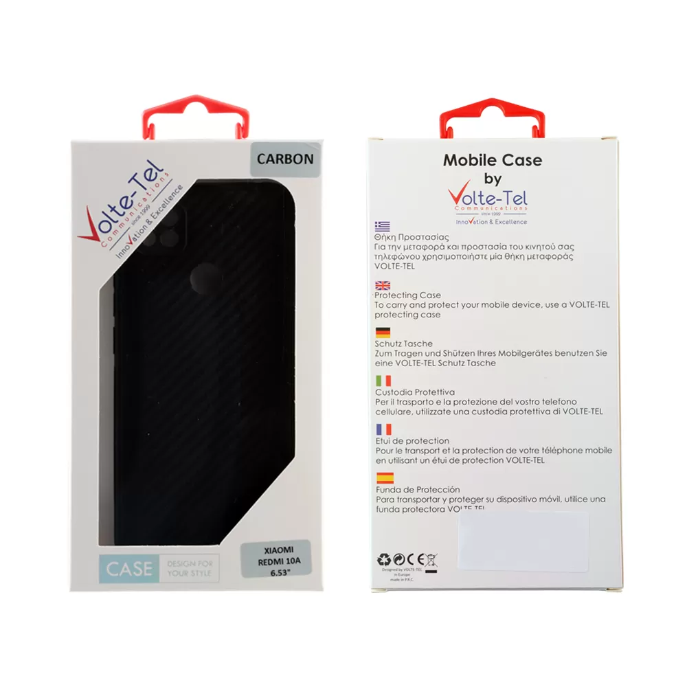 VOLTE-TEL CARBON ΘΗΚΗ XIAOMI REDMI 10A 6.53in  CAMERA PROTECTIVE BLACK - Image 2