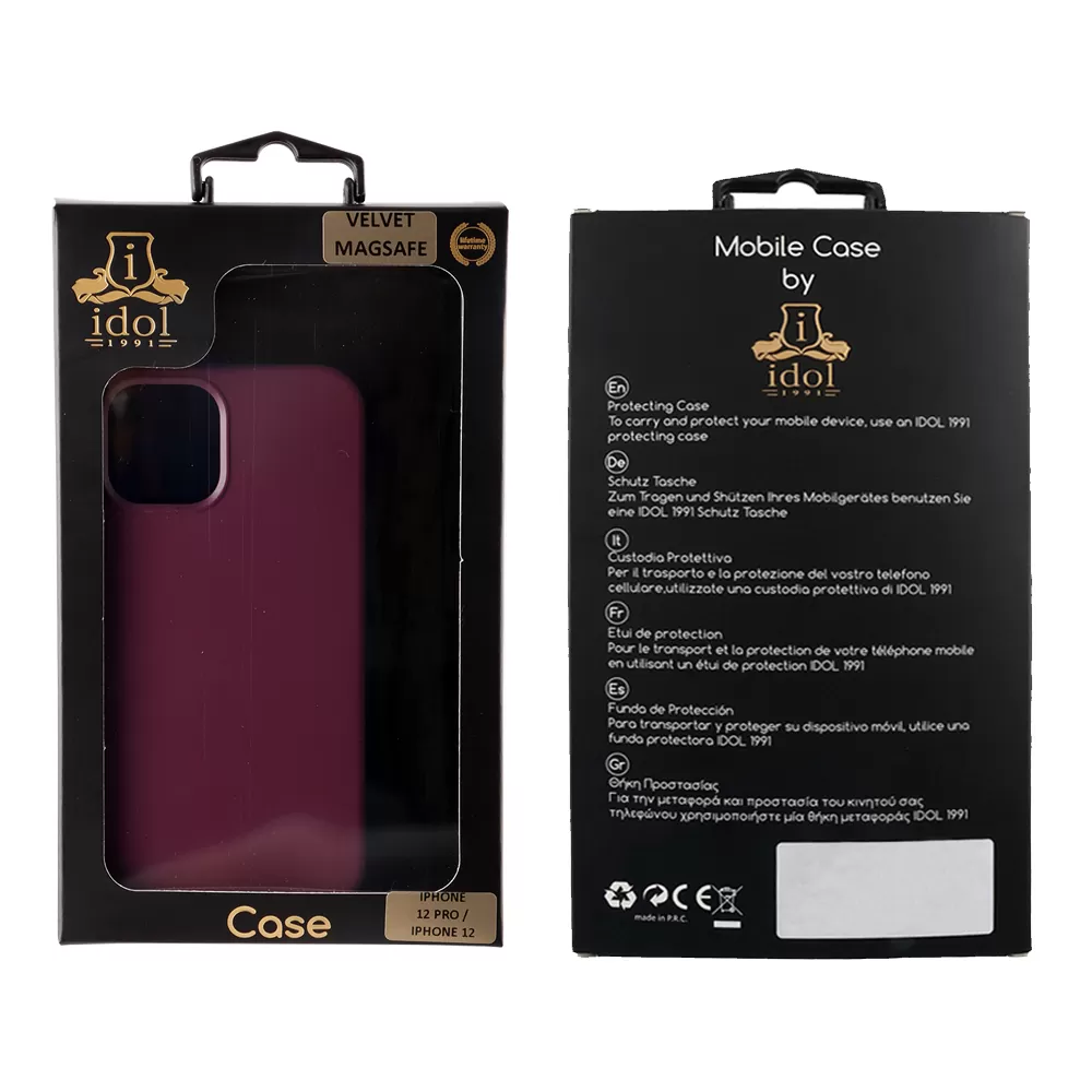 IDOL 1991 VELVET MAGSAFE TPU ΘΗΚΗ IPHONE 12 PRO / IPHONE 12 6.1in CAMERA GUARD BURGUNDY - Image 2