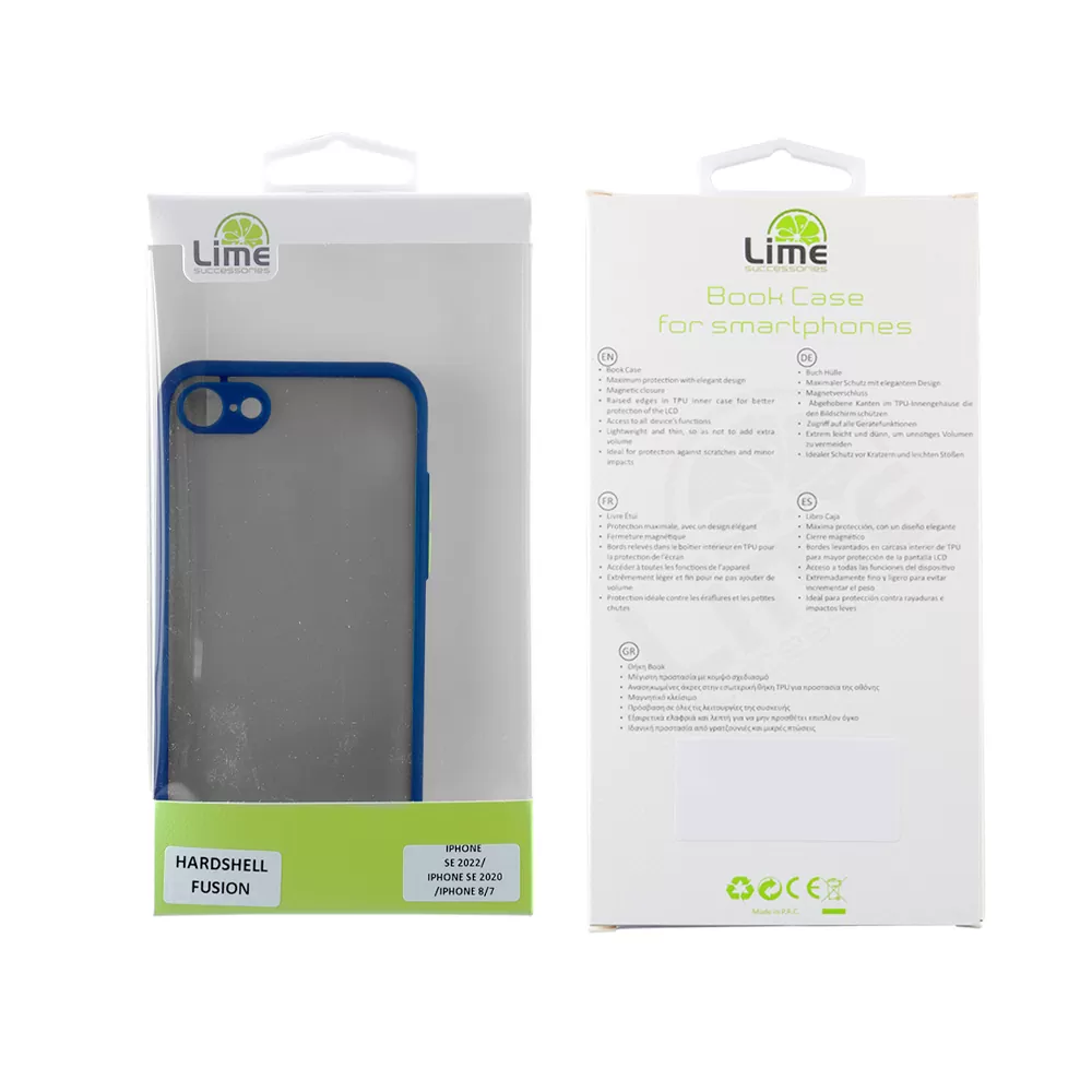 LIME HARDSHELL FUSION ΘΗΚΗ IPHONE SE 2022/IPHONE SE 2020/IPHONE 8/7 4.7in  FULL CAMERA PROTECTION BLUE WITH YELLOW KEYS - Image 2