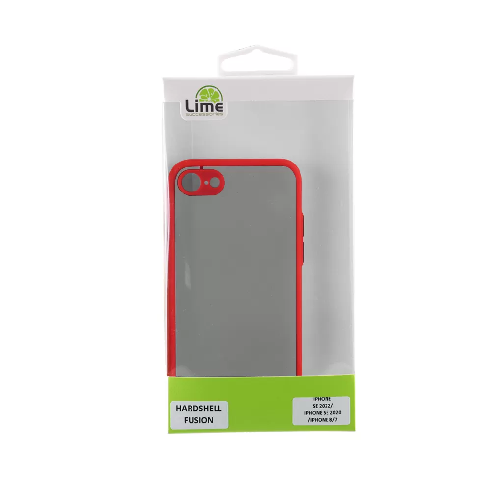 LIME HARDSHELL FUSION ΘΗΚΗ IPHONE SE 2022/IPHONE SE 2020/IPHONE 8/7 4.7in  FULL CAMERA PROTECTION RED WITH BLACK KEYS - Image 3