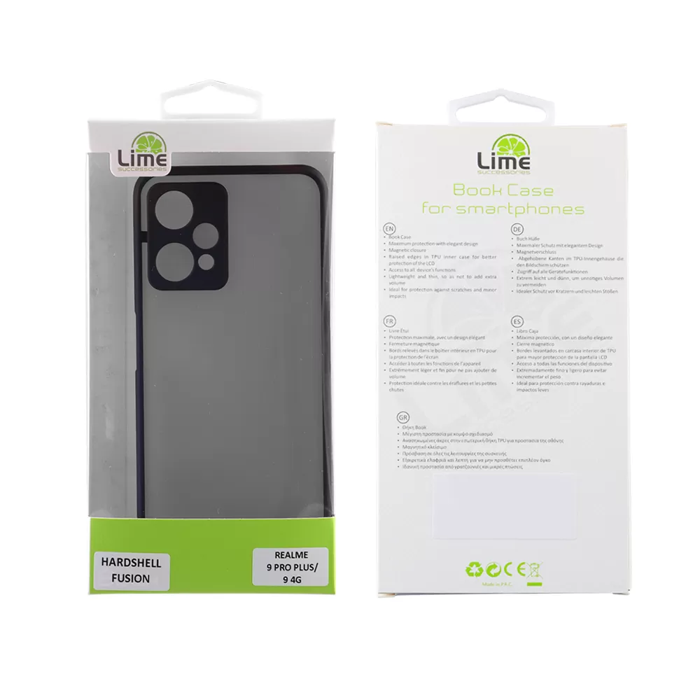 LIME HARDSHELL FUSION ΘΗΚΗ REALME 9 5G/9 PRO 5G 6.6in  FULL CAMERA PROTECTION BLACK WITH RED KEYS - Image 2