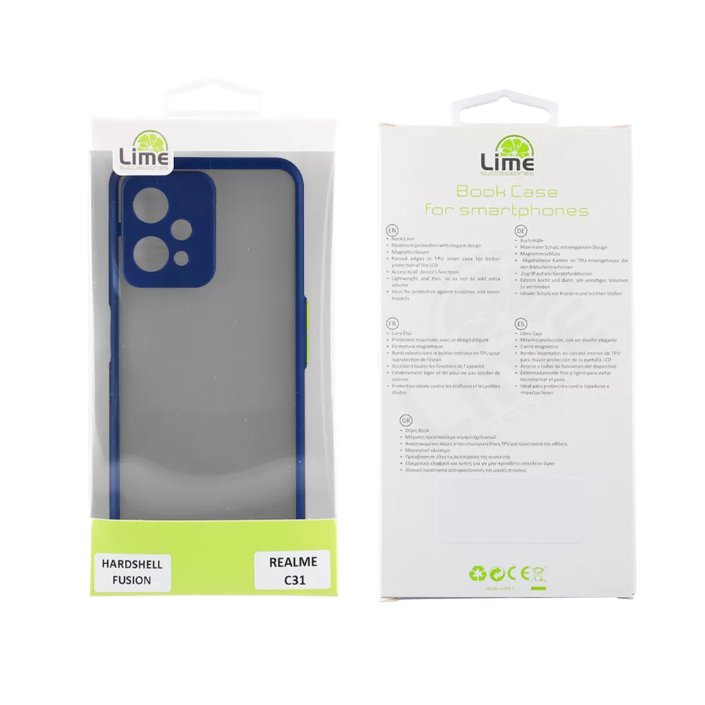 LIME HARDSHELL FUSION ΘΗΚΗ REALME 9 5G/9 PRO 5G 6.6in  FULL CAMERA PROTECTION BLUE WITH YELLOW KEYS - Image 2