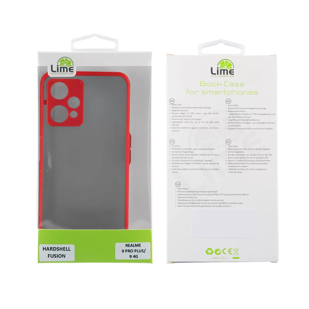 LIME HARDSHELL FUSION ΘΗΚΗ REALME 9 5G/9 PRO 5G 6.6in  FULL CAMERA PROTECTION RED WITH BLACK KEYS - Image 2