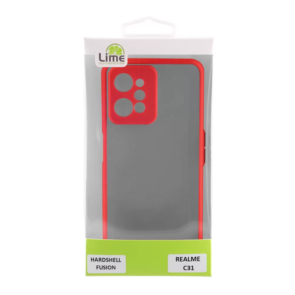 LIME HARDSHELL FUSION ΘΗΚΗ REALME C31 6.5in  FULL CAMERA PROTECTION RED WITH BLACK KEYS - Image 3