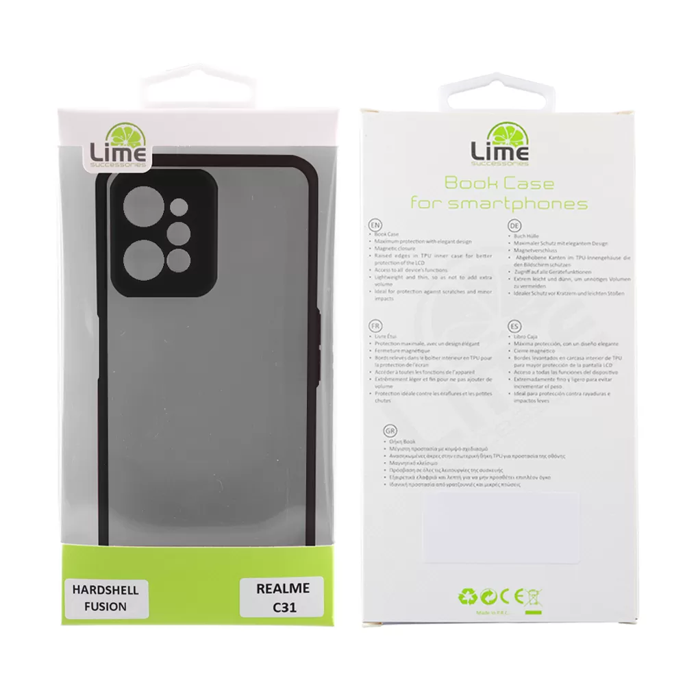 LIME HARDSHELL FUSION ΘΗΚΗ REALME C31 6.5in  FULL CAMERA PROTECTION BLACK WITH RED KEYS - Image 2