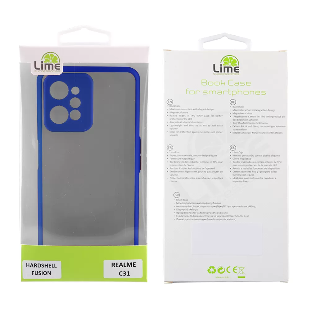 LIME HARDSHELL FUSION ΘΗΚΗ REALME C31 6.5in  FULL CAMERA PROTECTION BLUE WITH YELLOW KEYS - Image 2