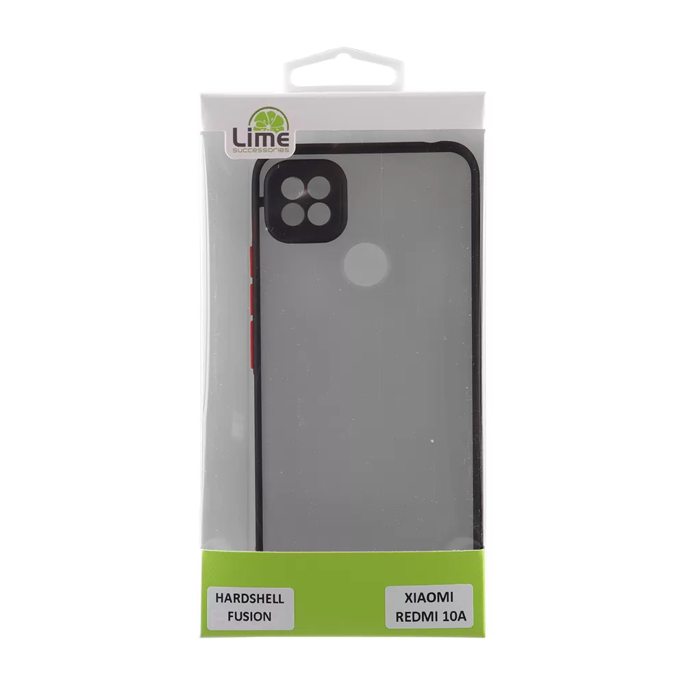 LIME HARDSHELL FUSION ΘΗΚΗ XIAOMI REDMI 10A 6.53in  FULL CAMERA PROTECTION BLACK WITH RED KEYS - Image 3