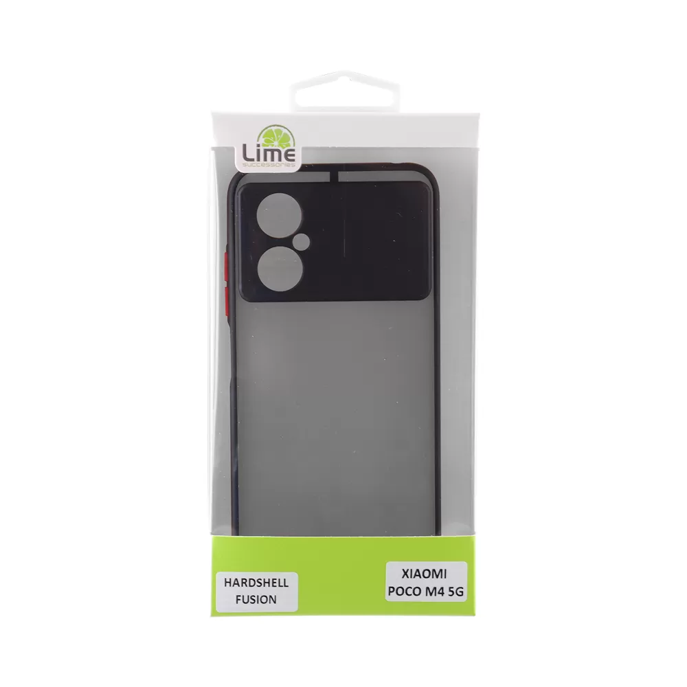 LIME HARDSHELL FUSION ΘΗΚΗ XIAOMI POCO M4 5G 6.58in  FULL CAMERA PROTECTION BLACK WITH RED KEYS - Image 3