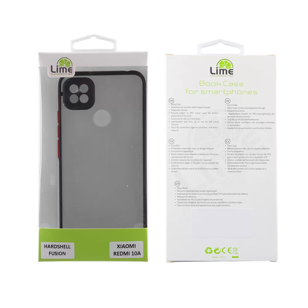 LIME HARDSHELL FUSION ΘΗΚΗ XIAOMI REDMI 10A 6.53in  FULL CAMERA PROTECTION BLACK WITH RED KEYS - Image 2
