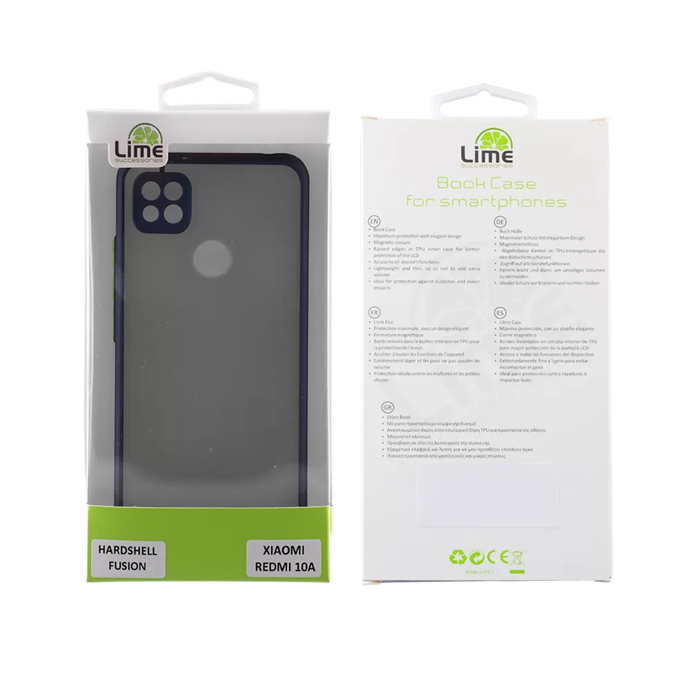 LIME HARDSHELL FUSION ΘΗΚΗ XIAOMI REDMI 10A 6.53in  FULL CAMERA PROTECTION BLUE WITH YELLOW KEYS - Image 2