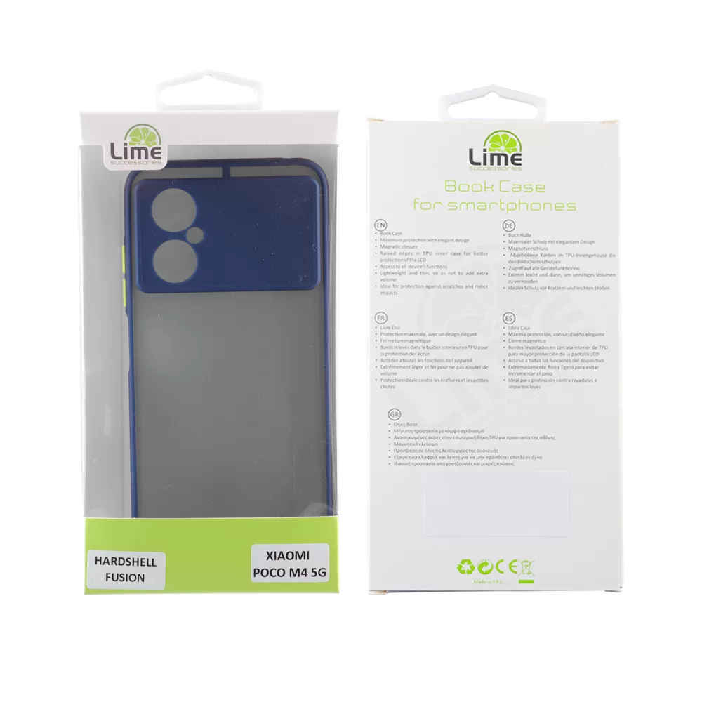 LIME HARDSHELL FUSION ΘΗΚΗ XIAOMI POCO M4 5G 6.58in  FULL CAMERA PROTECTION BLUE WITH YELLOW KEYS - Image 2