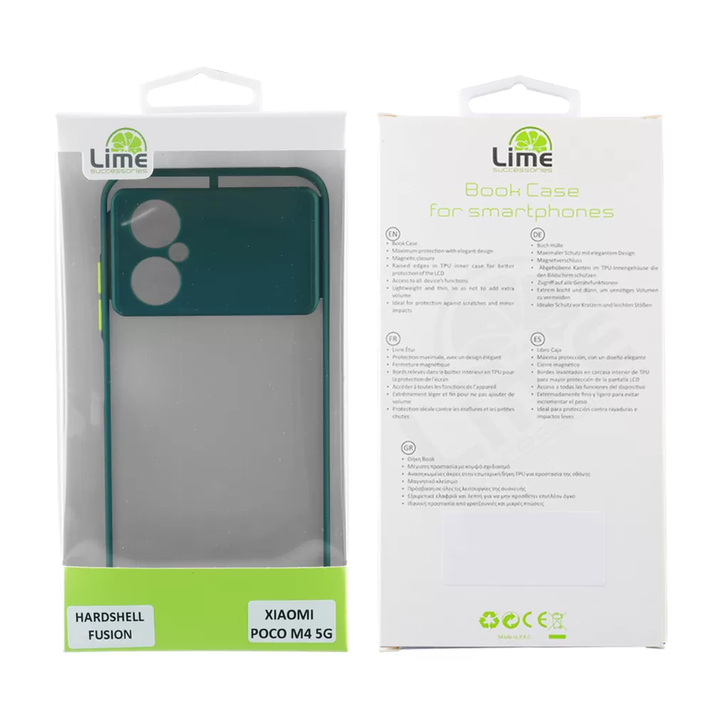LIME HARDSHELL FUSION ΘΗΚΗ XIAOMI POCO M4 5G 6.58in  FULL CAMERA PROTECTION GREEN WITH YELLOW KEYS - Image 2
