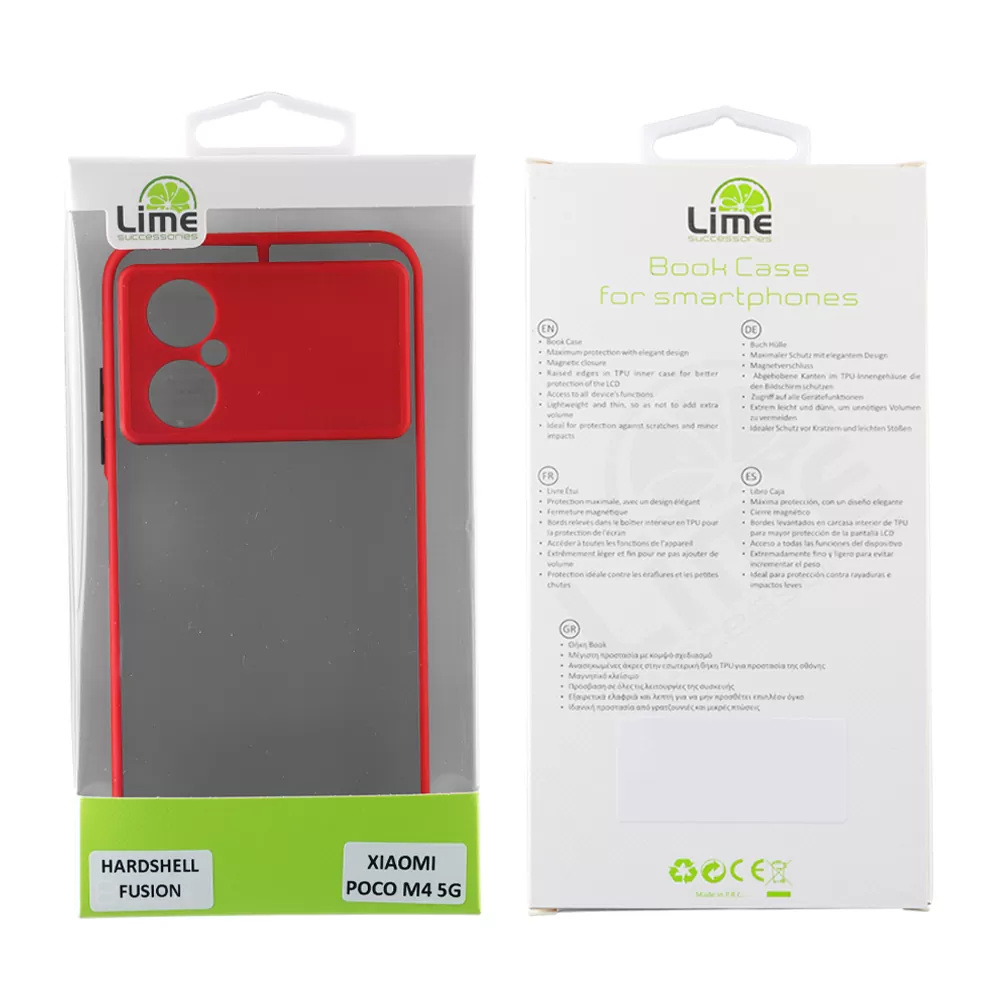 LIME HARDSHELL FUSION ΘΗΚΗ XIAOMI POCO M4 5G 6.58in  FULL CAMERA PROTECTION RED WITH BLACK KEYS - Image 2
