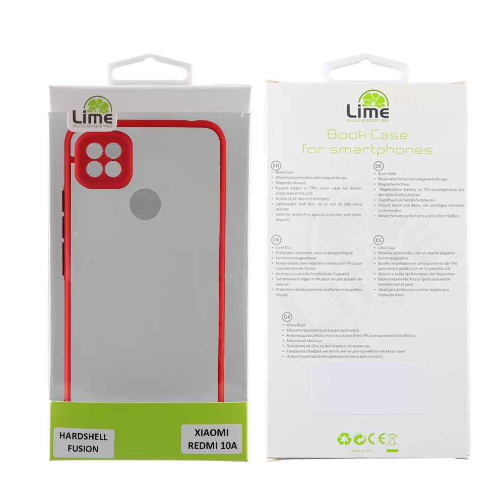 LIME HARDSHELL FUSION ΘΗΚΗ XIAOMI REDMI 10A 6.53in  FULL CAMERA PROTECTION RED WITH BLACK KEYS - Image 2