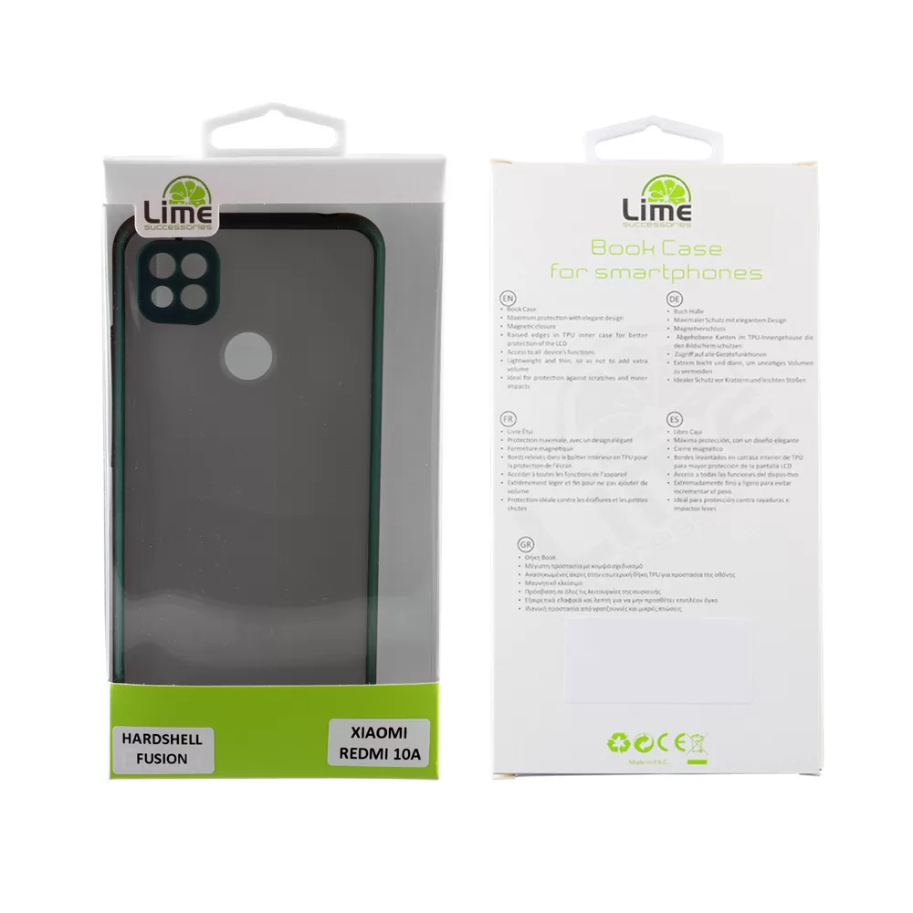 LIME HARDSHELL FUSION ΘΗΚΗ XIAOMI REDMI 10A 6.53in  FULL CAMERA PROTECTION GREEN WITH YELLOW KEYS - Image 2