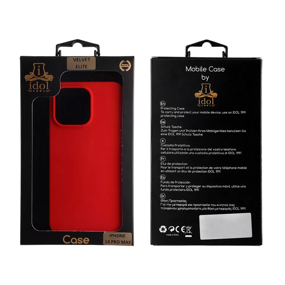 IDOL 1991 VELVET ELITE TPU ΘΗΚΗ IPHONE 14 PRO MAX 6.7in 4 SIDE CAMERA GUARD RED - Image 2