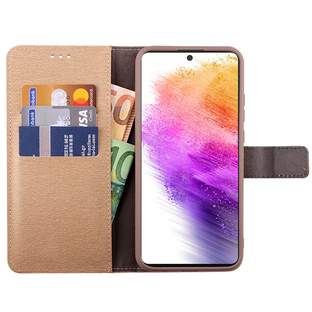 VOLTE-TEL ALLURE ΘΗΚΗ SAMSUNG A73 5G A736 6.7in  MAGNET BOOK STAND CLIP GOLD - Image 5