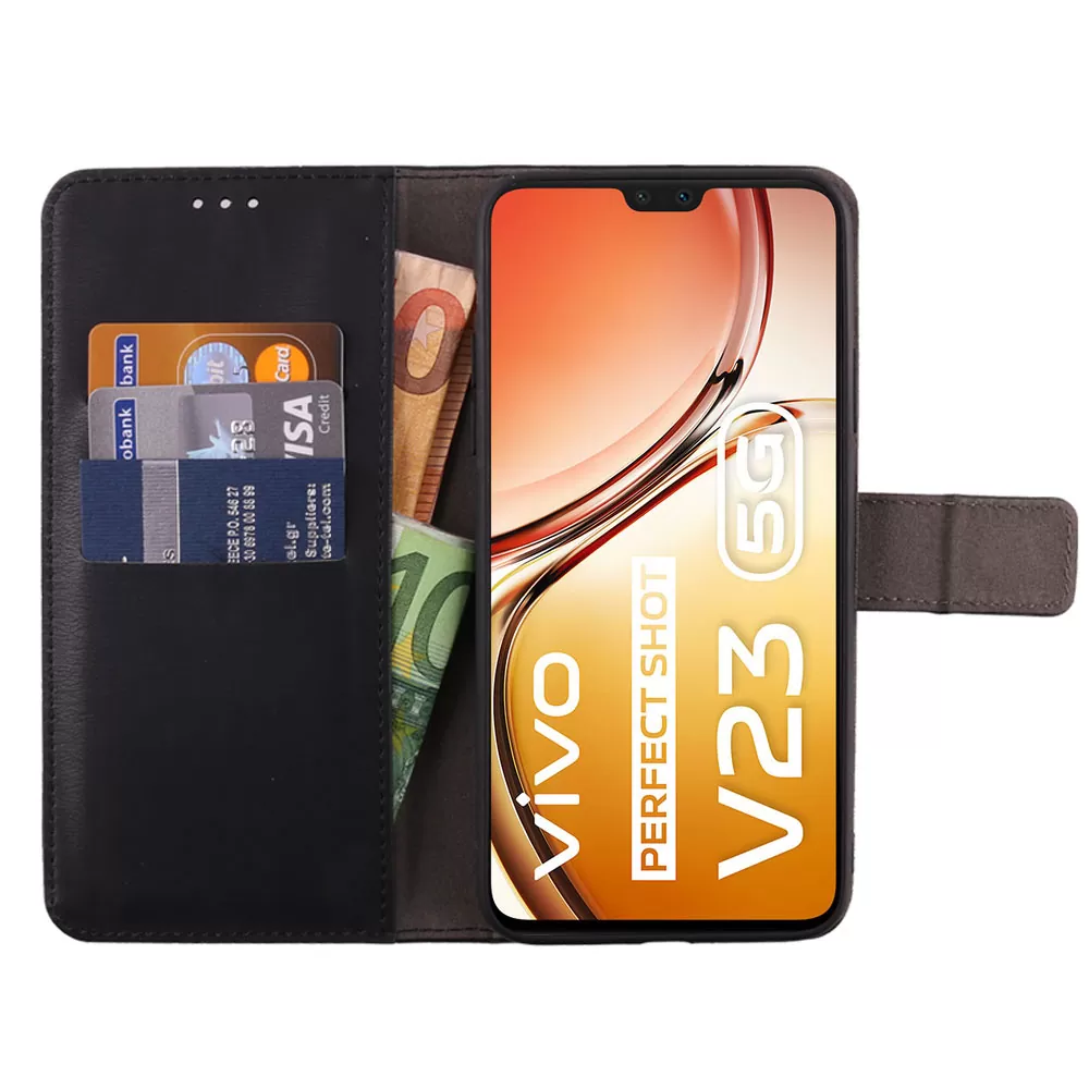 VOLTE-TEL ALLURE ΘΗΚΗ VIVO V23 5G 6.44in  MAGNET BOOK STAND CLIP BLACK - Image 5