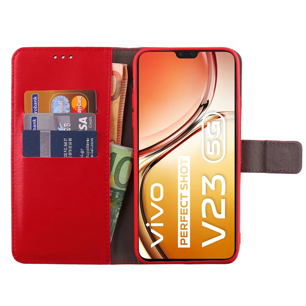 VOLTE-TEL ALLURE ΘΗΚΗ VIVO V23 5G 6.44in  MAGNET BOOK STAND CLIP RED - Image 5