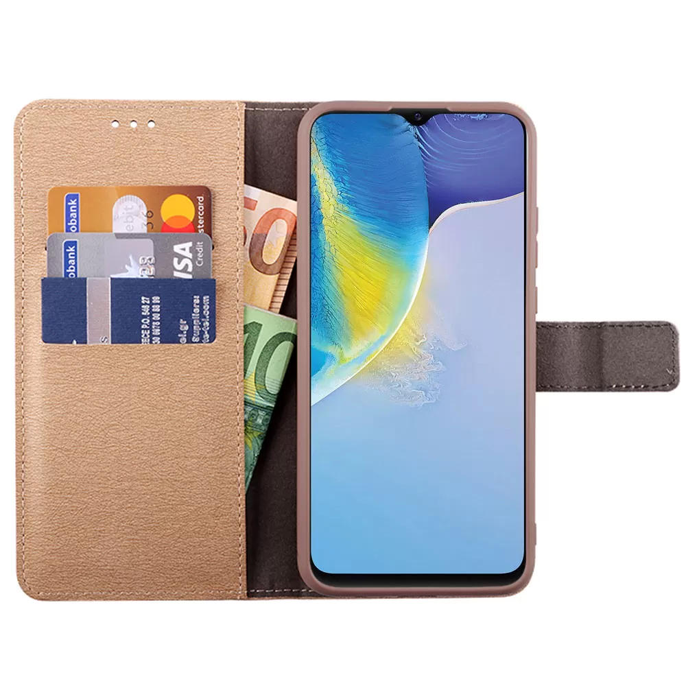 VOLTE-TEL ALLURE ΘΗΚΗ VIVO Y01 4G 6.51in  MAGNET BOOK STAND CLIP GOLD - Image 5