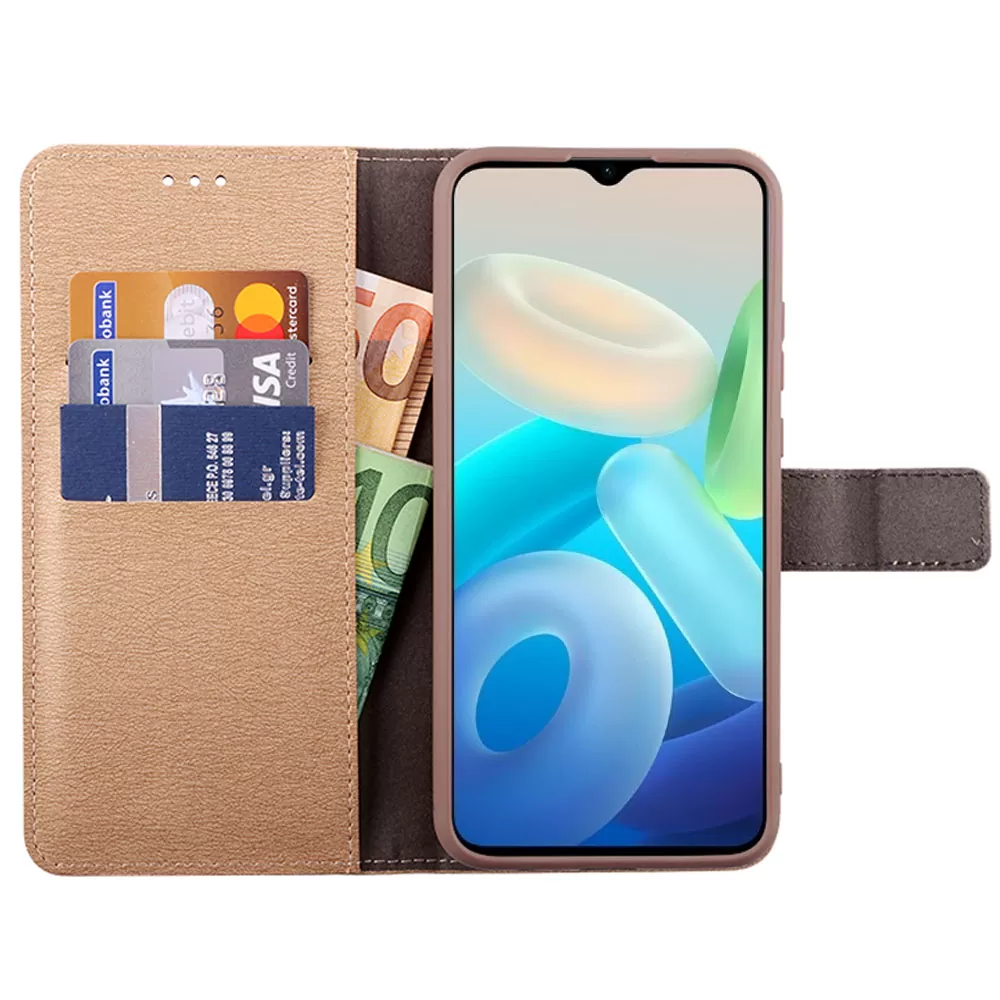 VOLTE-TEL ALLURE ΘΗΚΗ VIVO Y33s 4G/5G 6.58in  MAGNET BOOK STAND CLIP GOLD - Image 5