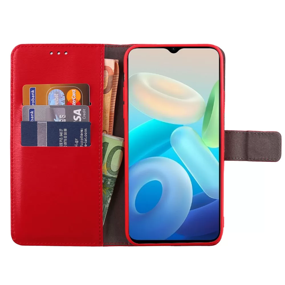 VOLTE-TEL ALLURE ΘΗΚΗ VIVO Y33s 5G 6.58in  MAGNET BOOK STAND CLIP RED - Image 5