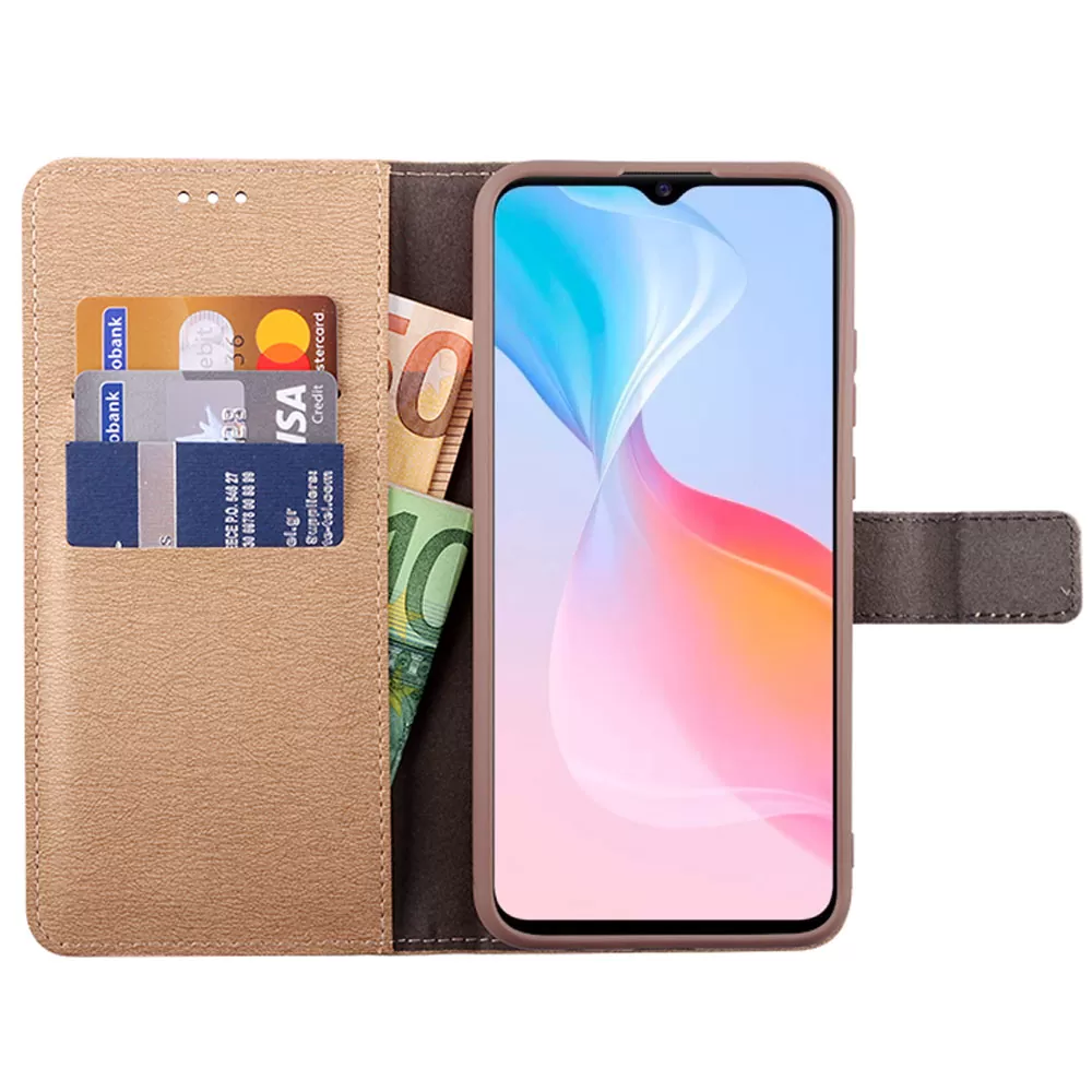 VOLTE-TEL ALLURE ΘΗΚΗ VIVO Y76 5G 6.58in  MAGNET BOOK STAND CLIP GOLD - Image 5