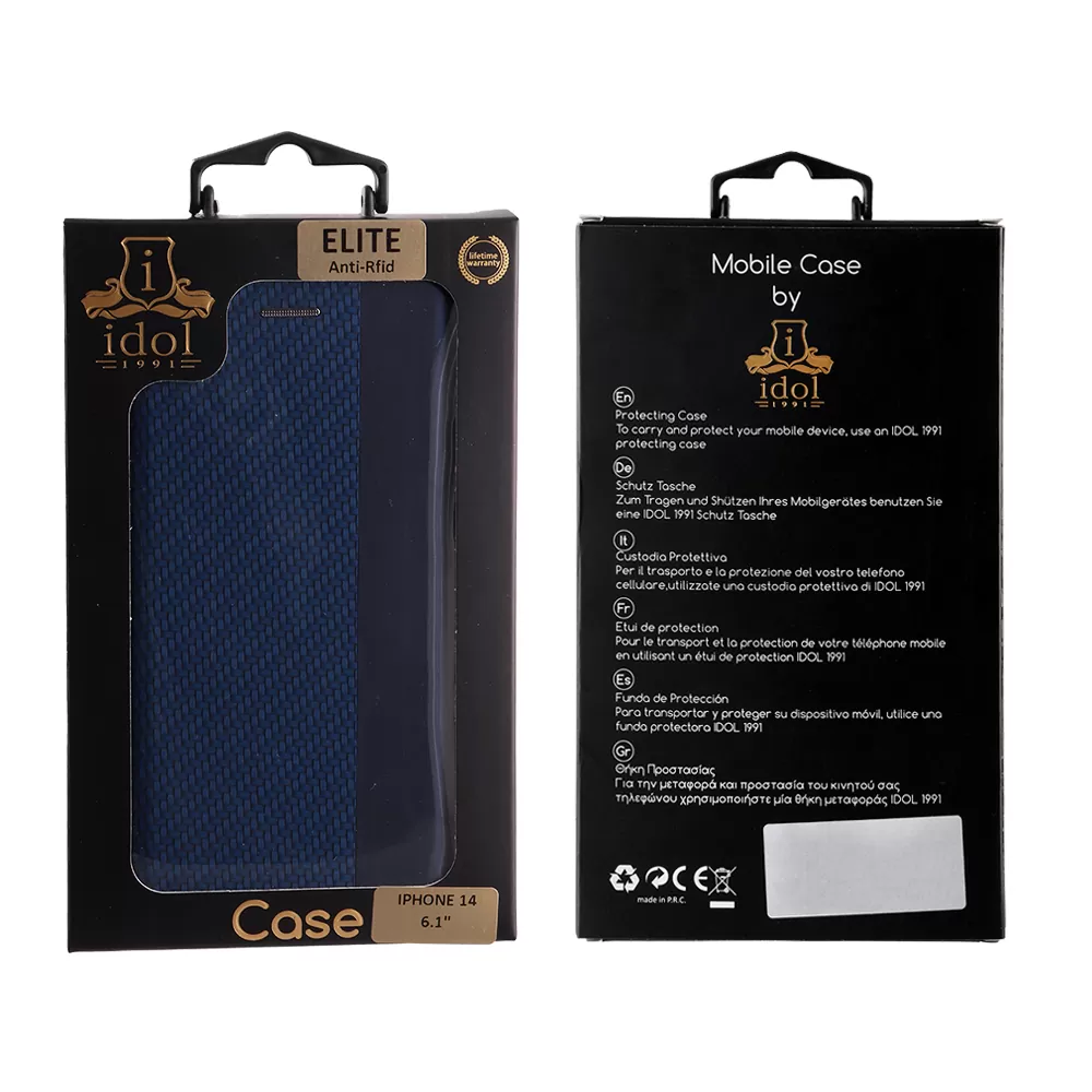 IDOL 1991 ELITE ΘΗΚΗ IPHONE 14 6.1in  ANTI-RFID BOOK STAND BLUE - Image 2