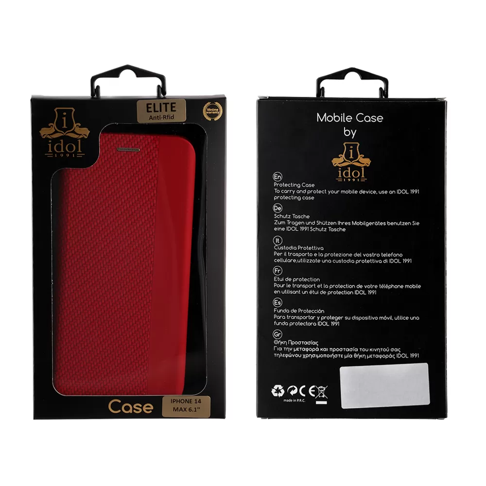 IDOL 1991 ELITE ΘΗΚΗ IPHONE 14 PLUS 6.7in ANTI-RFID BOOK STAND RED - Image 2