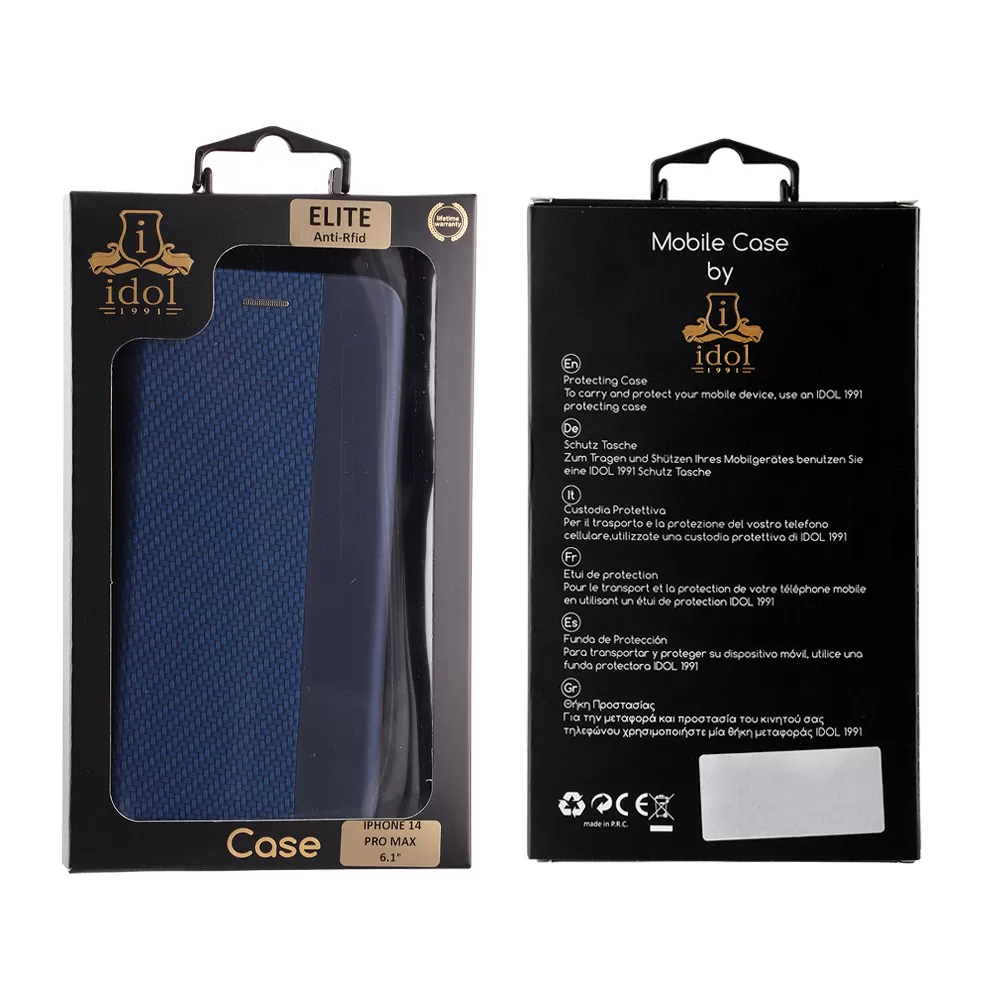 IDOL 1991 ELITE ΘΗΚΗ IPHONE 14 PRO MAX 6.7in  ANTI-RFID BOOK STAND BLUE - Image 2