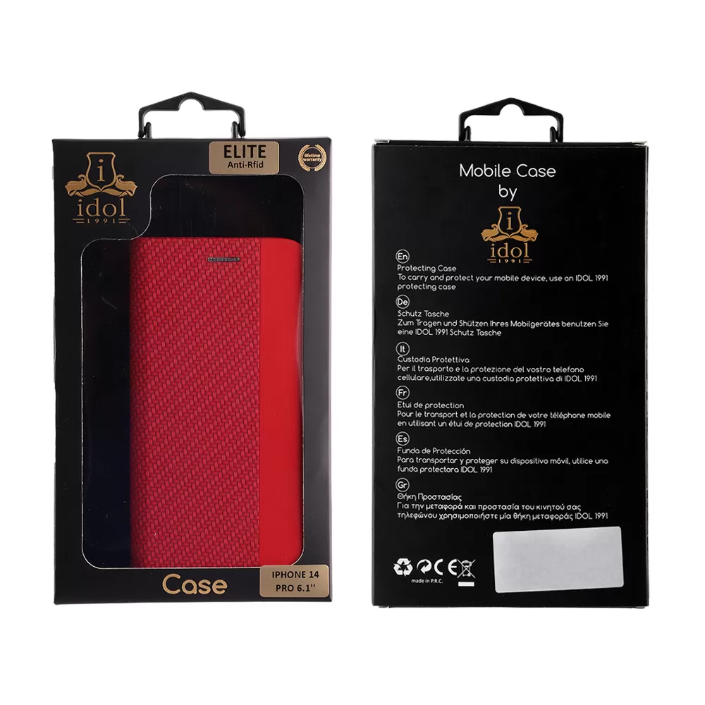 IDOL 1991 ELITE ΘΗΚΗ IPHONE 14 PRO 6.1in ANTI-RFID BOOK STAND RED - Image 2