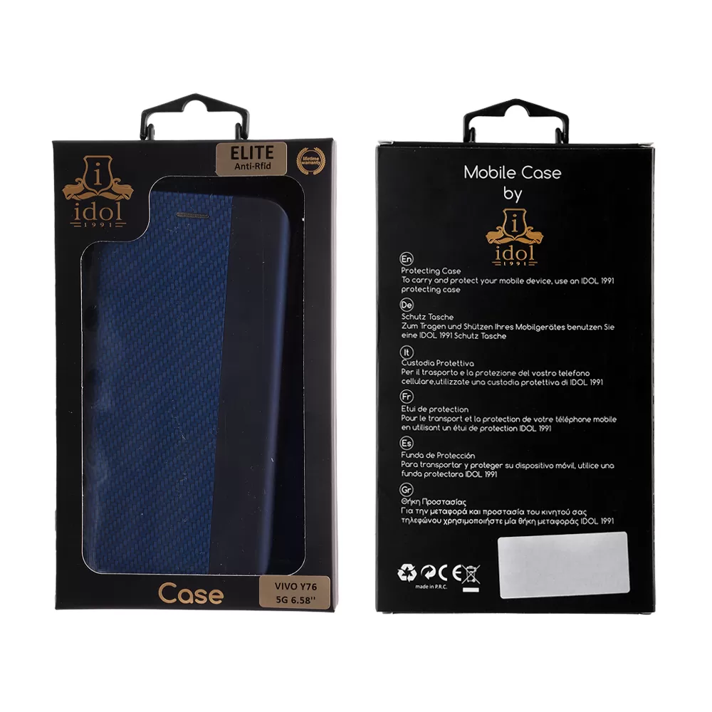 IDOL 1991 ELITE ΘΗΚΗ VIVO Y76 5G 6.58in  ANTI-RFID BOOK STAND BLUE - Image 2