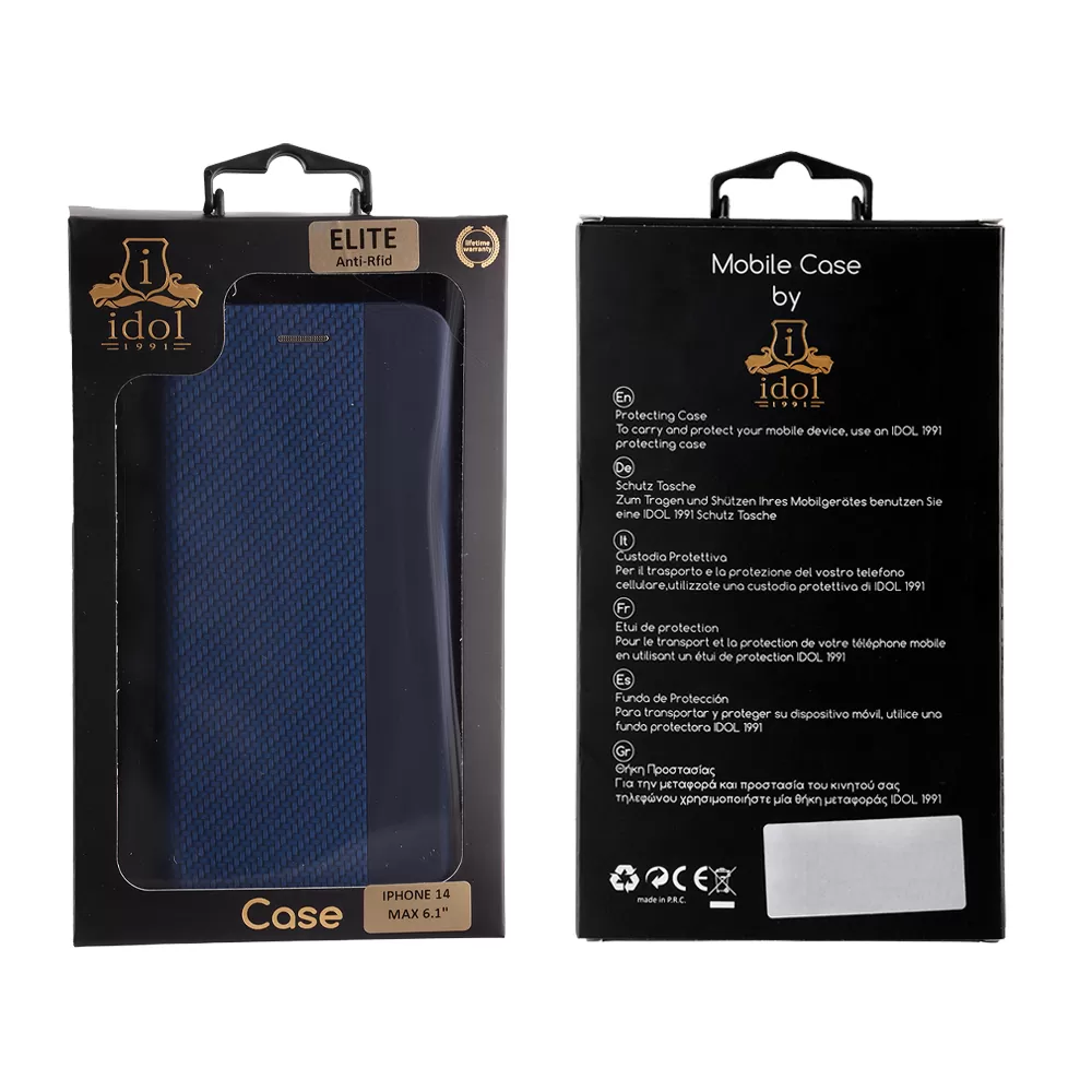 IDOL 1991 ELITE ΘΗΚΗ IPHONE 14 PLUS 6.7in  ANTI-RFID BOOK STAND BLUE - Image 2